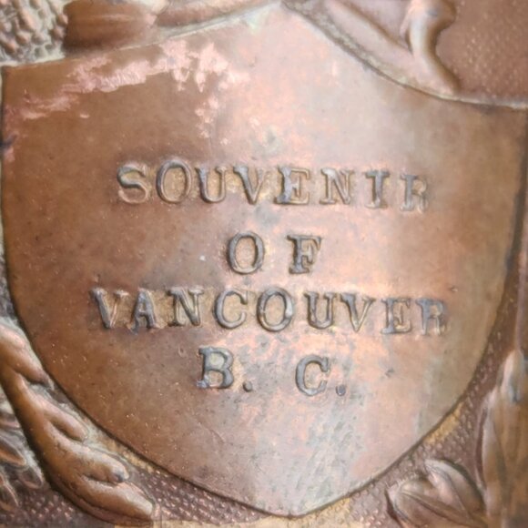 Antique "Souvenir of Vancouver BC" Copper Cup Stanley Park Waterfront CPR Depot - Picture 7 of 16